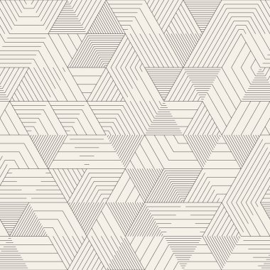 Vektör kusursuz desen. Geometrik soyut elementler tekrarlanıyor. Modaya uygun tek renkli arkaplan tasarımı.