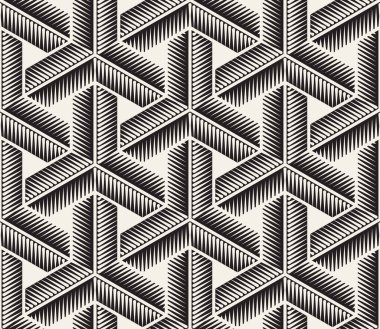 Vektör kusursuz desen. Geometrik soyut elementler tekrarlanıyor. Modaya uygun tek renkli arkaplan tasarımı.