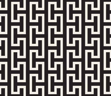 Vektör kusursuz desen. Geometrik soyut elementler tekrarlanıyor. Modaya uygun tek renkli arkaplan tasarımı.