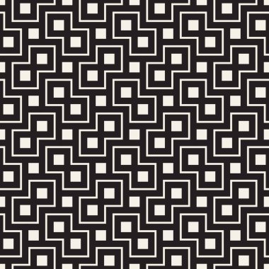 Vektör kusursuz desen. Geometrik soyut elementler tekrarlanıyor. Modaya uygun tek renkli arkaplan tasarımı.