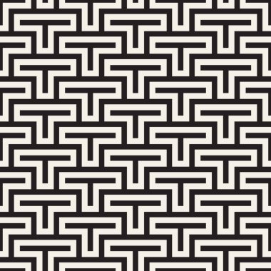 Vektör kusursuz desen. Geometrik soyut elementler tekrarlanıyor. Modaya uygun tek renkli arkaplan tasarımı.