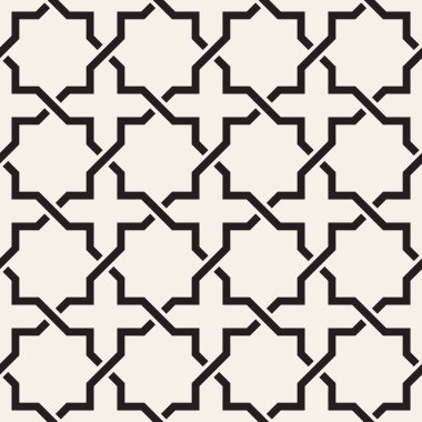 Vektör kusursuz desen. Geometrik soyut elementler tekrarlanıyor. Modaya uygun tek renkli arkaplan tasarımı.