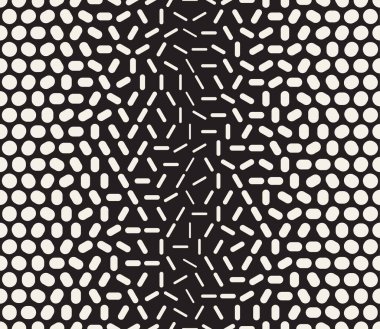 Vektör kusursuz desen. Geometrik soyut elementler tekrarlanıyor. Modaya uygun tek renkli arkaplan tasarımı.