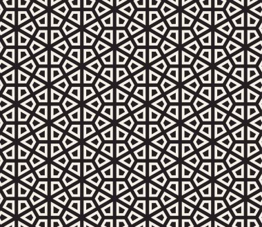 Vektör kusursuz desen. Geometrik soyut elementler tekrarlanıyor. Modaya uygun tek renkli arkaplan tasarımı.