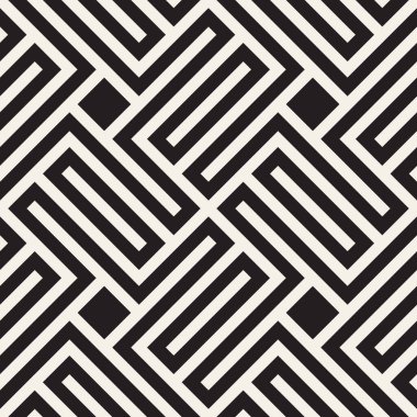 Vektör kusursuz desen. Soyut geometrik elementler tekrarlanıyor. Modaya uygun tek renkli arkaplan tasarımı.