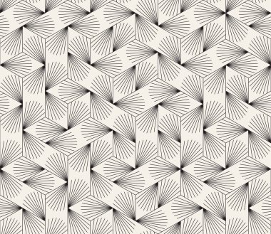 Vektör kusursuz desen. Geometrik elementler tekrarlanıyor. Modaya uygun tek renkli soyut arkaplan tasarımı.