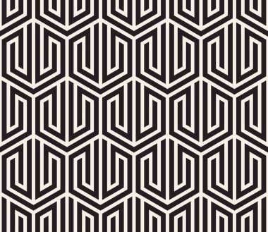 Vektör kusursuz desen. Geometrik elementler tekrarlanıyor. Modaya uygun tek renkli soyut arkaplan tasarımı.
