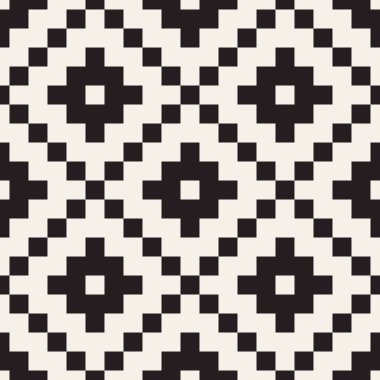 Vektör kusursuz desen. Geometrik soyut elementler tekrarlanıyor. Modaya uygun tek renkli arkaplan tasarımı.