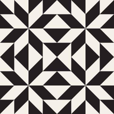 Vektör kusursuz desen. Geometrik soyut elementler tekrarlanıyor. Modaya uygun tek renkli arkaplan tasarımı.