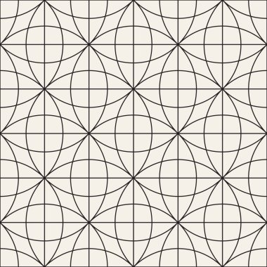 Vektör kusursuz desen. Geometrik soyut elementler tekrarlanıyor. Modaya uygun tek renkli arkaplan tasarımı.
