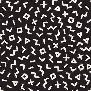 Vektör kusursuz desen. Geometrik soyut elementler tekrarlanıyor. Modaya uygun tek renkli arkaplan tasarımı.