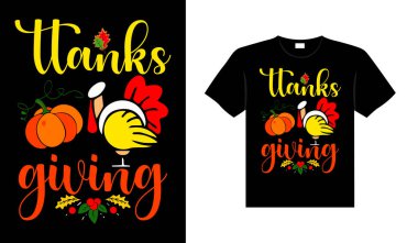 Şükran Günü tipografi tişörtü tasarımı mı yoksa Şükran Günü taşıyıcı poster tasarımı mı? 