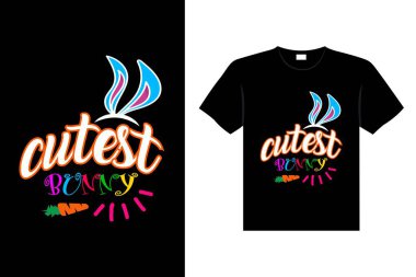 Easter day typography egg lettering t-shirt design holiday greeting cute bunny vector art