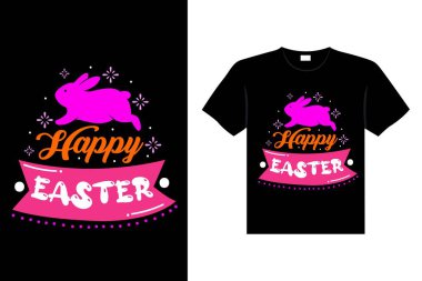 Easter day typography egg lettering t-shirt design holiday greeting cute bunny vector art