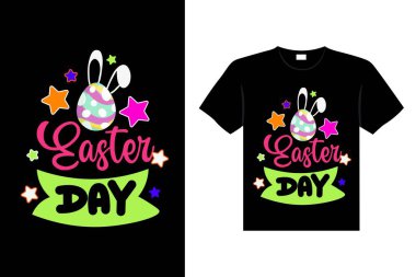 Easter day typography egg lettering t-shirt design holiday greeting cute bunny vector art