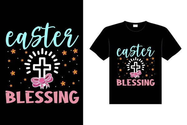 イースターの日タイポグラフィの卵のレタリングTシャツデザインホリデーグリーティングかわいいウサギのベクトルアート — ストックベクタ