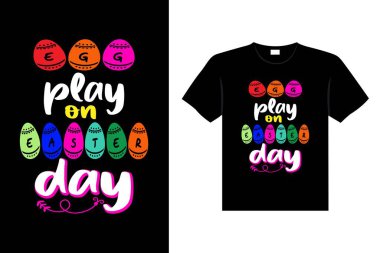 Easter day typography egg lettering t-shirt design holiday greeting cute bunny vector art