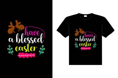 Easter day typography egg lettering t-shirt design holiday greeting cute bunny vector art