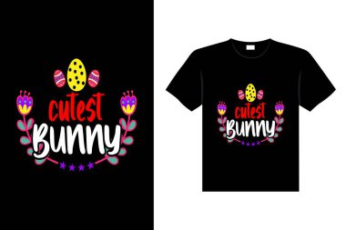 Easter day typography egg lettering t-shirt design holiday greeting cute bunny vector art