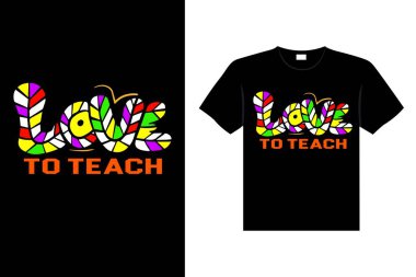 Öğretmen klasikleşmiş renkli harfler tipografi tişört tasarımı göz önbelleği vektör sanatı