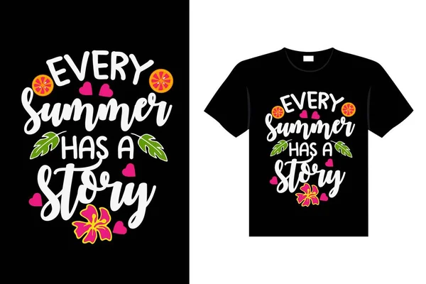 夏代彩色字体排版T恤衫设计引人注目的矢量艺术 — 图库矢量图片