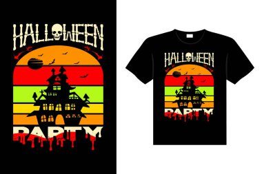 Cadılar Bayramı korku klasik tişört tasarımı ve korkunç harf şablon vektör tipografi sanatı