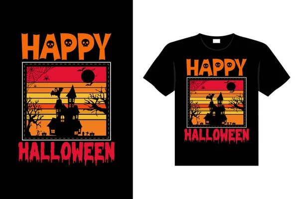 Halloween Horror Vintage Shirt Design Scary Liternictwo Druk Szablon Wektor — Wektor stockowy