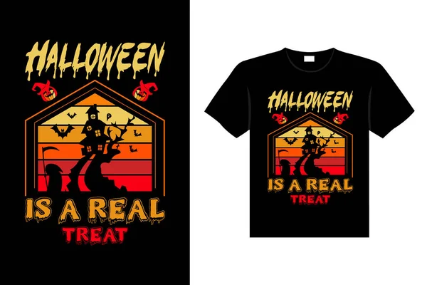 Halloween Horror Évjárat Póló Tervezés Ijesztő Betű Nyomtatás Sablon Vektor — Stock Vector