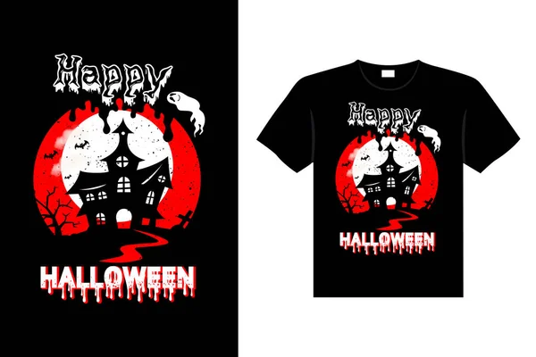 Halloween Horror Vintage Camiseta Diseño Letras Miedo Impresión Plantilla Vector — Archivo Imágenes Vectoriales