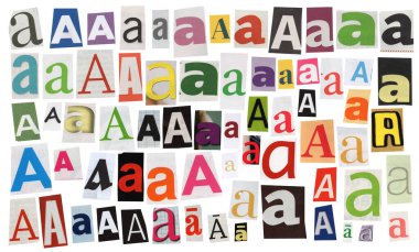 Çeşitli A harfleriyle oluşturulmuş sanatsal şablon