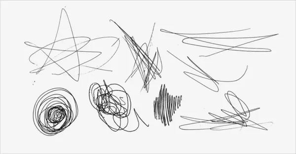 Uygulamalar veya web sayfaları için uygun, el çizimi karalamalar ile siyah ve beyaz bir illüstrasyon.