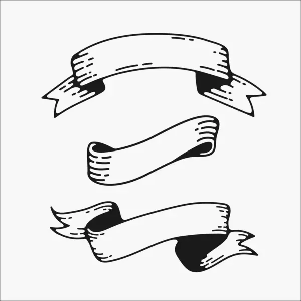 Farklı boş kurdelelerin el yapımı üç çizimi..