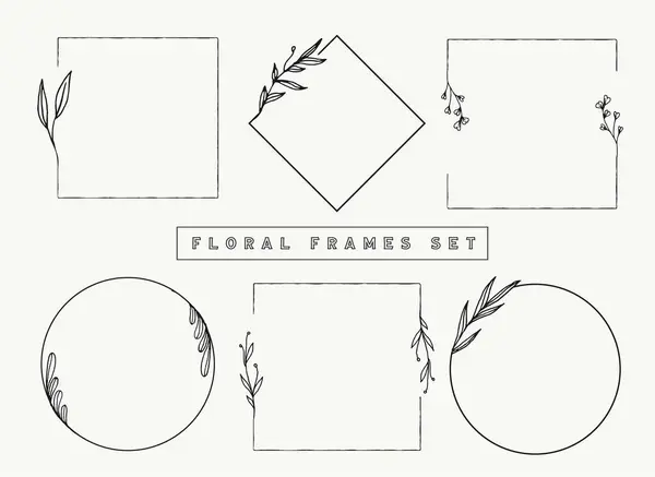 Altı zarif kare, dairesel ve elmas çerçeveli bir koleksiyonun çizimi.