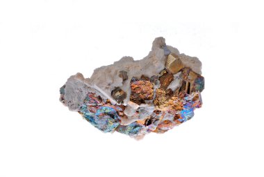 Pyrite ,calcit and chalcopyrite, beautiful cubes clipart