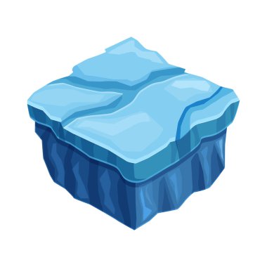 İzometrik kış buzulu manzarası, vektör illüstrasyonu