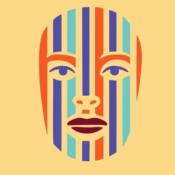 Minimalismo Geométrico Abstrato Face Design Ilustração Parede — Vetor de Stock