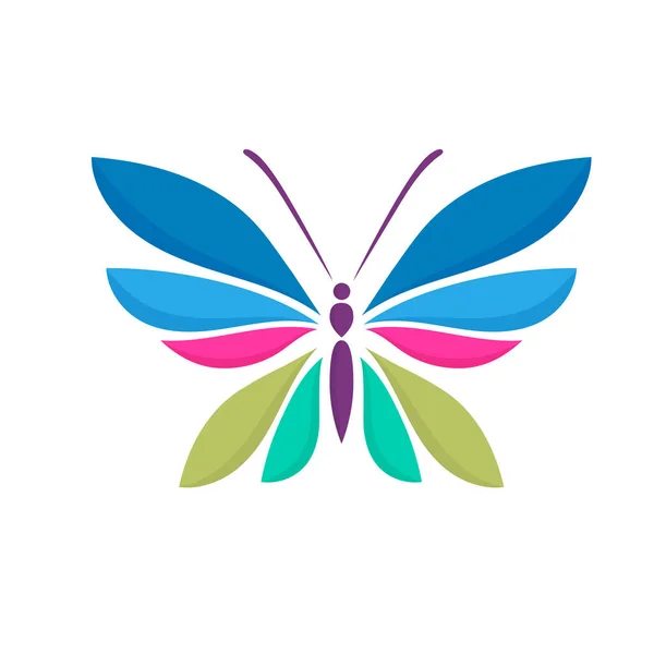 Ομορφιά Πολύχρωμο Απλό Butterfly Διανυσματική Απεικόνιση — Διανυσματικό Αρχείο
