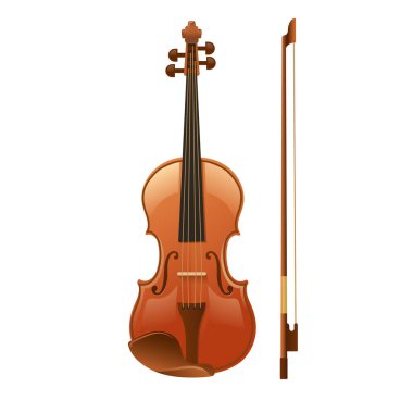 wooden violin with a fiddle stick on white background vector illustration clipart