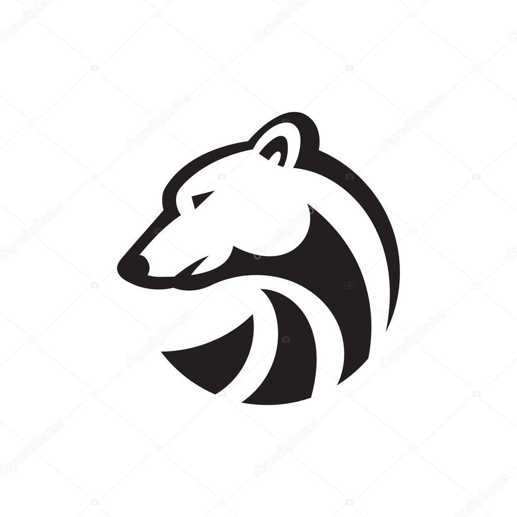Polar Bear head circle symbol design vector illustration with isolated white background