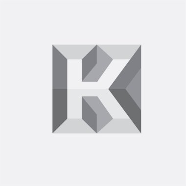 Letter K geometric 3d style icon vector illustration
