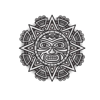 hand drawn Aztec sun ethnic symbol vector illustration clipart