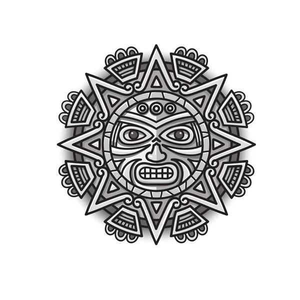 Hand Drawn Aztec Sun Ethnic Symbol Vector Illustration — Stock Vector
