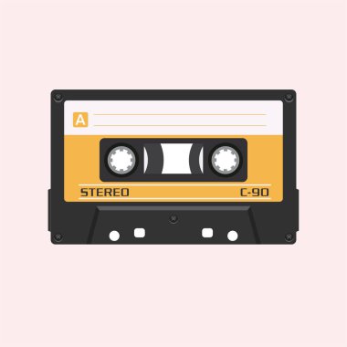 Renkli Retro ses kaseti. Düz tasarım vektör çizimi.