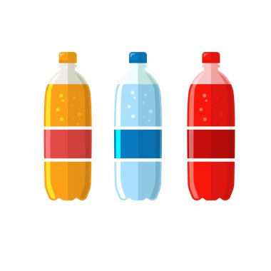 Plastik şişede meşrubat, soda ve meyve suyu, plastik ambalajda bir şişe soda.