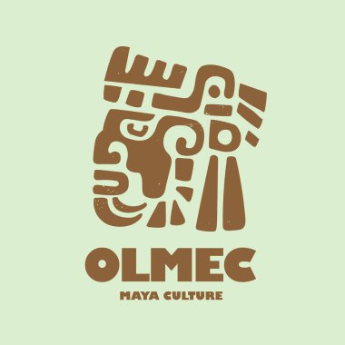 Olmec mayan kabile yüzü el çizimi tasarım vektörü illüstrasyonu