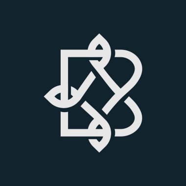 B harfi stil sembolü. Bir düğümün karmaşık güzelliğiyle harf işareti.