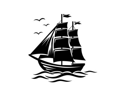 Yelkenli siluet vintage sembolünün vektörü