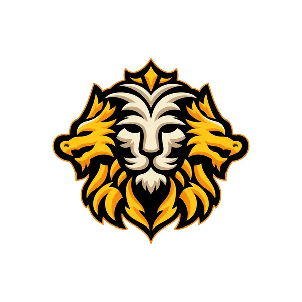 Goldene Drachen Und Löwenkopf Symbolvektorillustration Vektorgrafiken