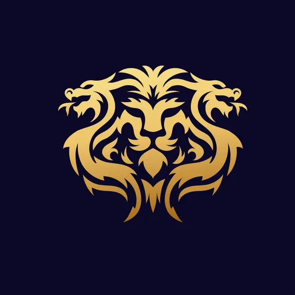Χρυσό Δράκους Και Λιοντάρι Κεφάλι Σύμβολο Διάνυσμα Εικονογράφηση Royalty Free Διανύσματα Αρχείου