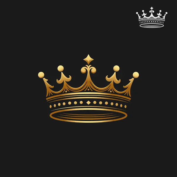 Klassisk Gyllene Krona Isolerad Svart Bakgrund Vektor Illustration Royaltyfria illustrationer